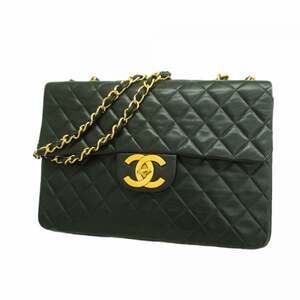 Chanel Shoulder Bag, Large Matelassé, Double Chain, Lambskin, Black, Women's